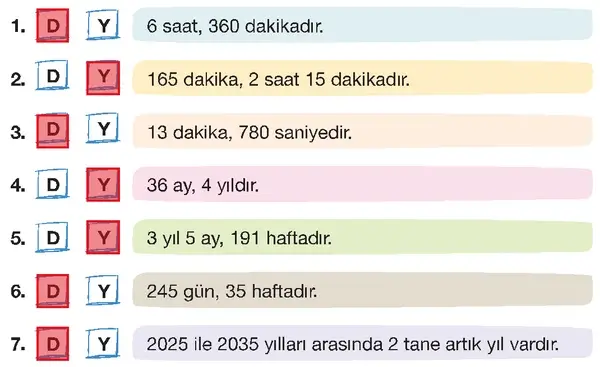 4. Sınıf Matematik Ders Kitabı Sayfa 187-188-189-190-191-192 Cevapları