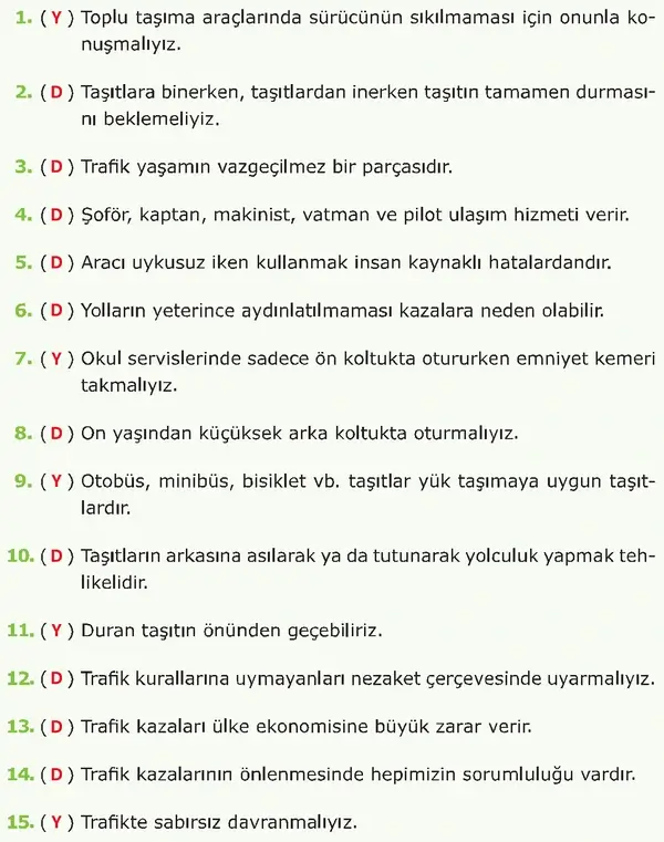 4. Sınıf Trafik Güvenliği Ders Kitabı Sayfa 55 Cevapları