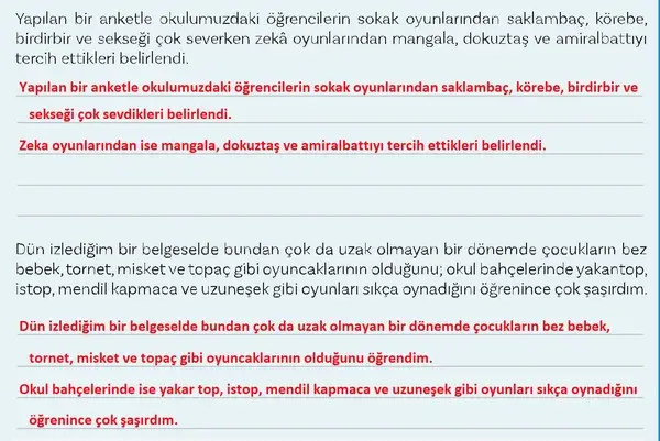 5. Sınıf Türkçe Ders Kitabı Sayfa 34 Cevapları