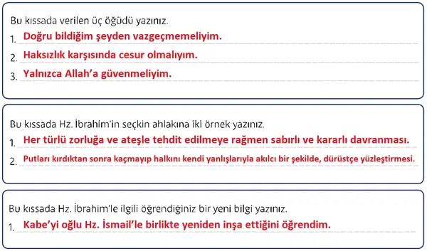 5. Sınıf Din Kültürü Ders Kitabı Sayfa 139-140 Cevapları