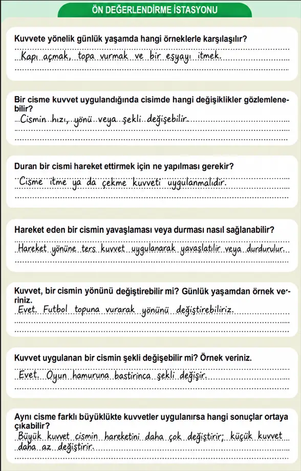 5. Sınıf Fen Bilimleri Ders Kitabı Sayfa 58 Cevapları 1. Kitap