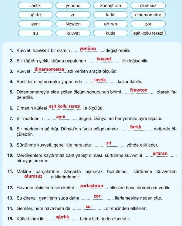 5. Sınıf Fen Bilimleri Ders Kitabı Sayfa 90-91-92 Cevapları 1. Kitap