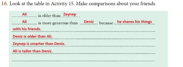 7. Sınıf İngilizce Ders Kitabı Sayfa 16 Cevapları MEB Yayınları