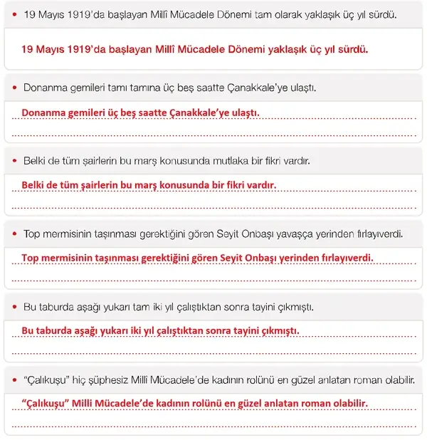 7. Sınıf Türkçe Ders Kitabı Sayfa 93 Cevapları