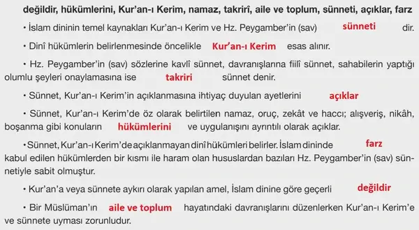 8. Sınıf Din Kültürü Ders Kitabı Sayfa 120-123-124 Cevapları
