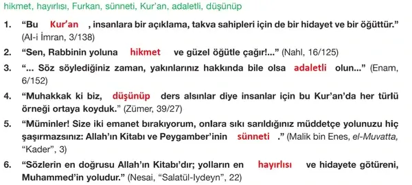 8. Sınıf Din Kültürü Ders Kitabı Sayfa 145-146-147 Cevapları