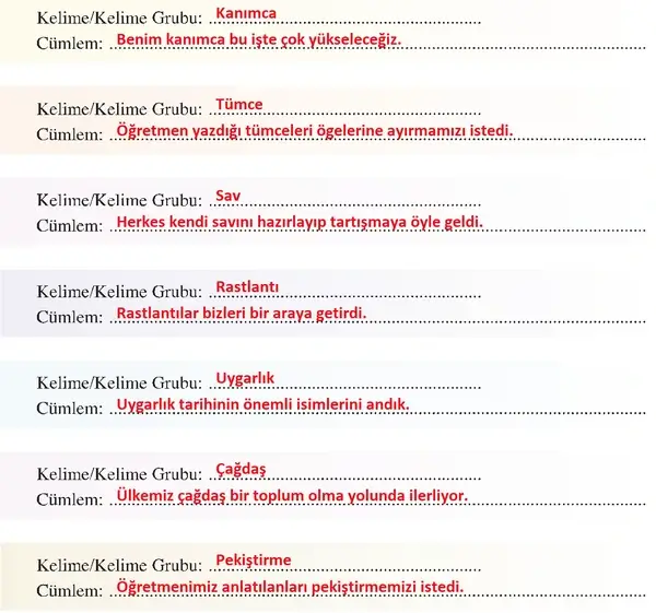 8. Sınıf Türkçe Ders Kitabı Sayfa 176-180-181-182-183 Cevapları